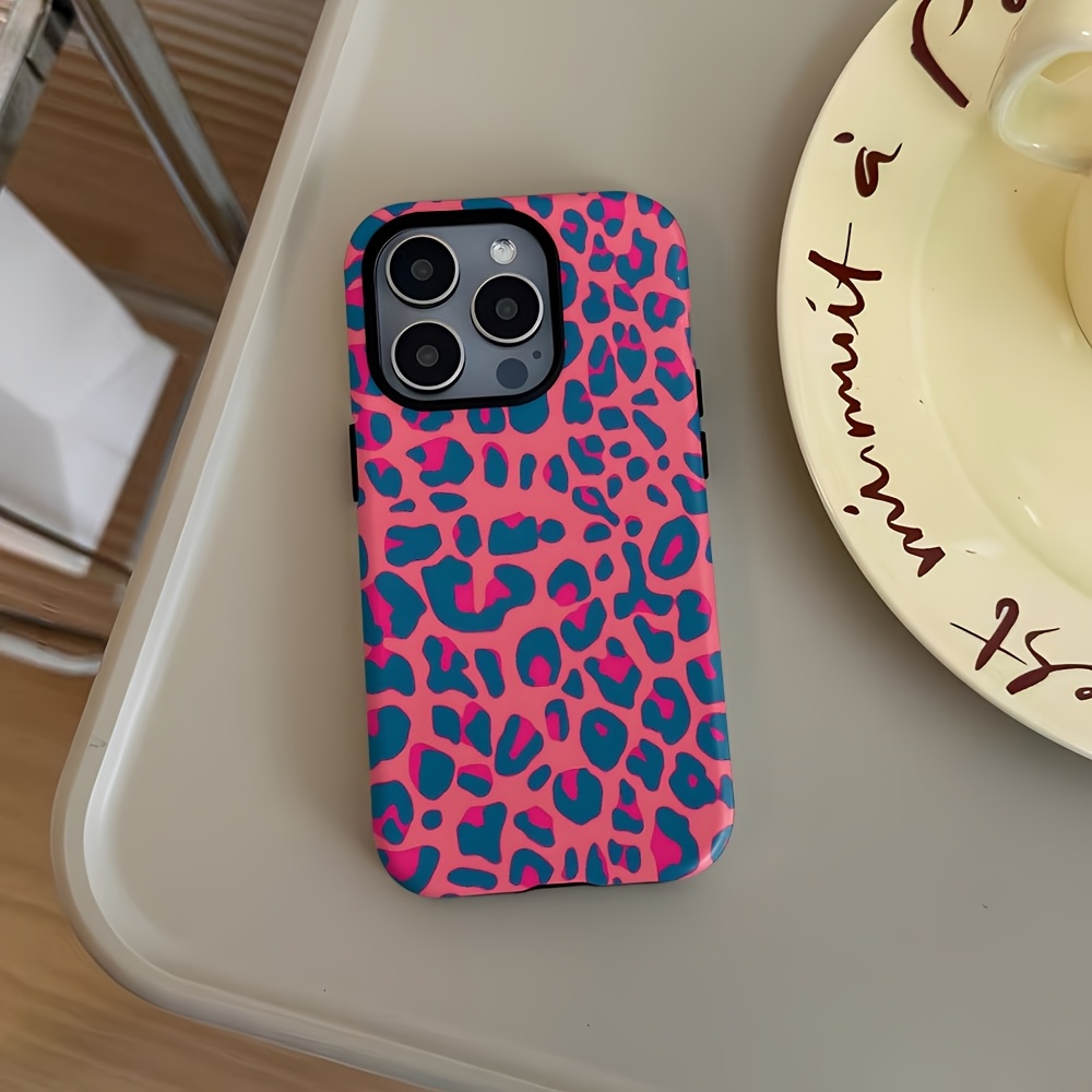 Phone Cases Leopard Print - Fashion pink base blue leopard print