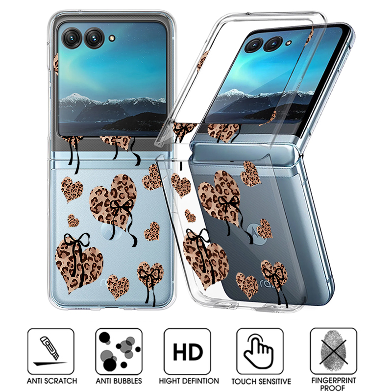 Phone Cases Leopard Print - Leopard Print Hearts Pattern Clear Phone