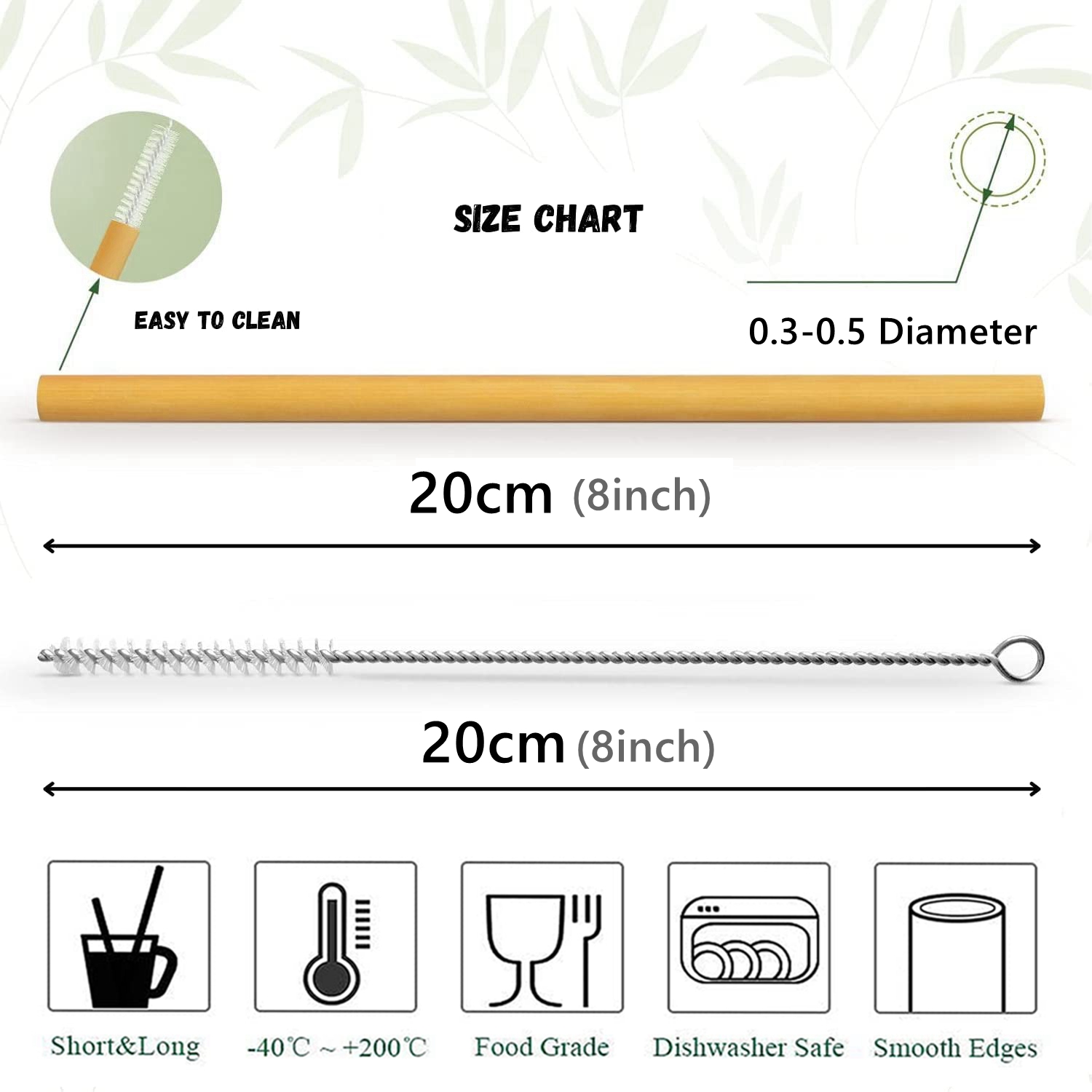 10Pcs Natural Bamboo Straw Reu - Biodegradable Eco Case ulasan dan harga
