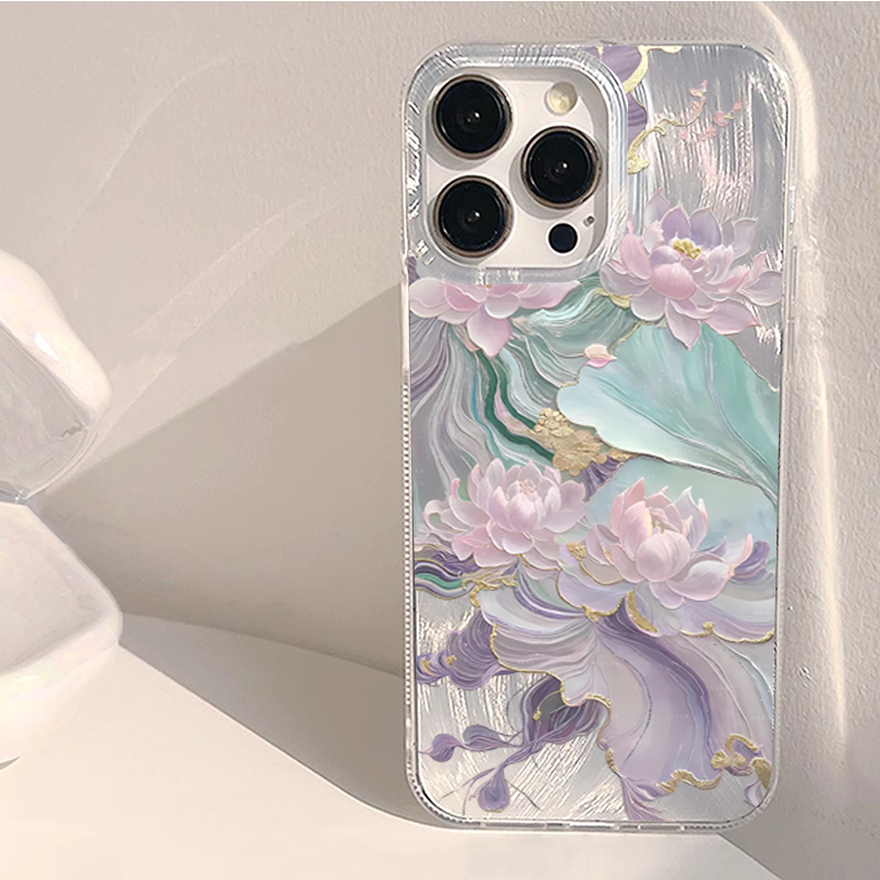 Dreamy Purple Lotus Print Aest - Phone Cases Purple ulasan dan harga