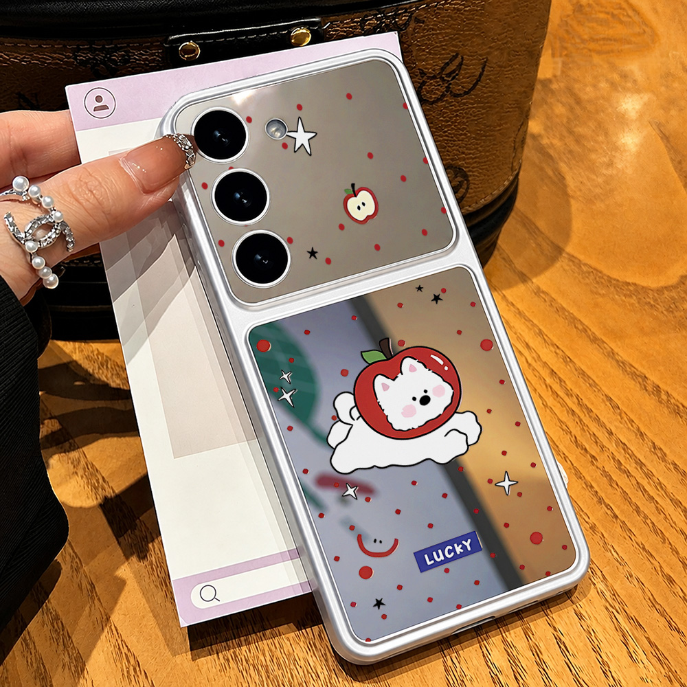 Make Up Mirror Cute Dog Phone  - Phone Cases Samsung S25 Fe ulasan dan harga