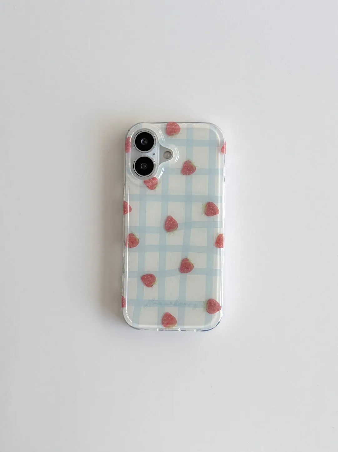 Fresh Blue Grid Pattern Strawb - Phone Cases Purple ulasan dan harga